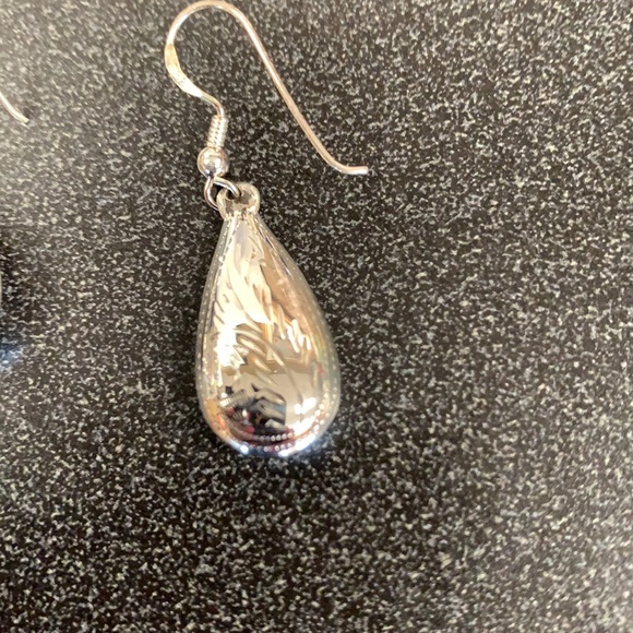 Sterling Silver Etched Drop Earrings - Picture 3 of 3